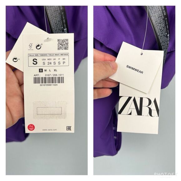 NWT ZARA Purple Ruffle One Piece Swimsuit and Bodysuit 0167/206 Sz Small - Picture 4 of 16